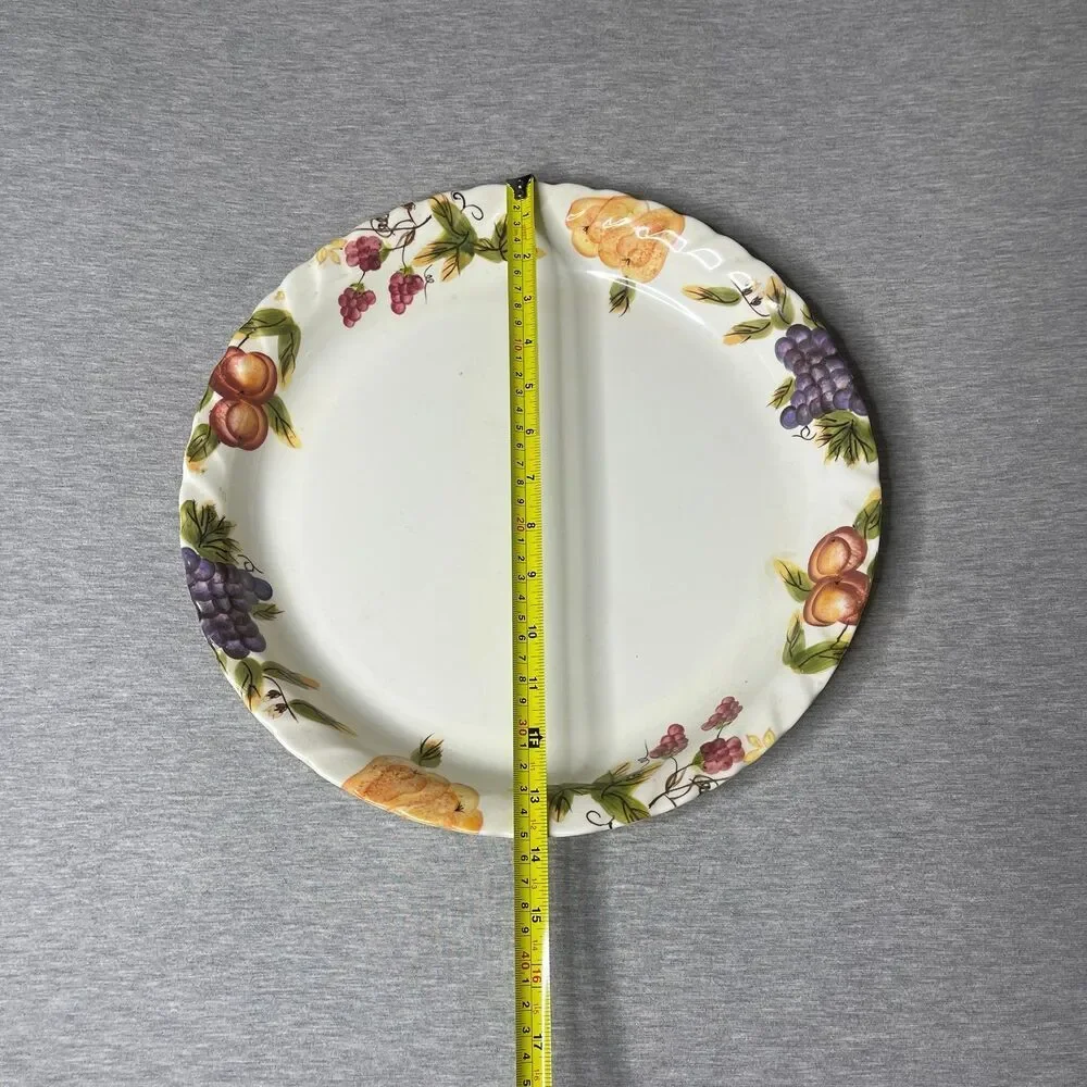 Vintage Fruit Print 13.5” Round Serving Platter Plate